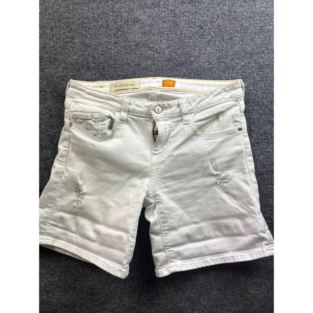 Pilcro Denim Shorts Womens 26 White Distressed Frayed Hem Cotton Blend 67308